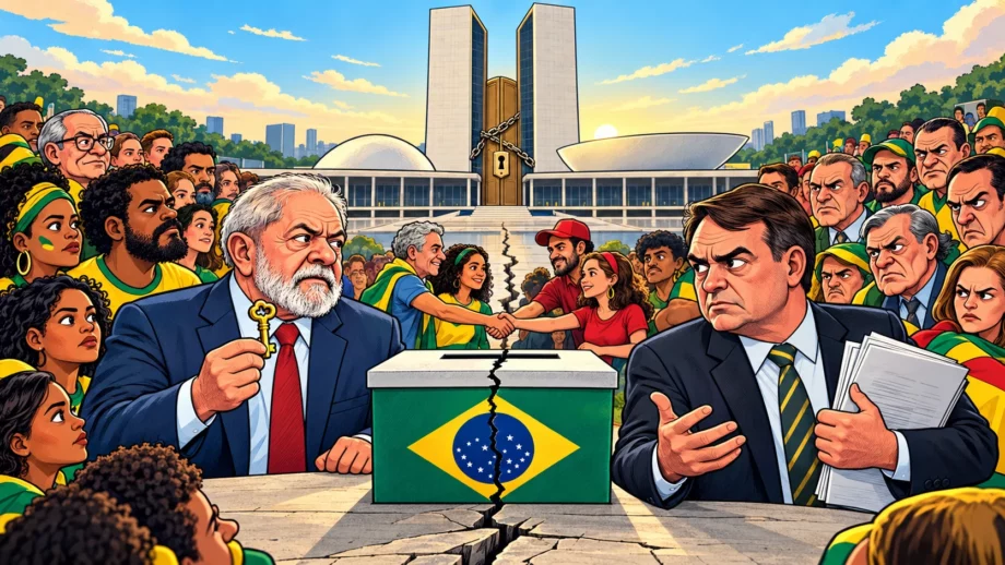 Lula tient la clé d’une victoire étroite face à Flávio Bolsonaro et son recours, autour d’une urne fissurée devant le Congrès brésilien.