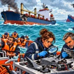 Des sauveteurs bulgares secourent un cargo endommagé tandis que des enquêteurs examinent des débris de drones en mer Noire