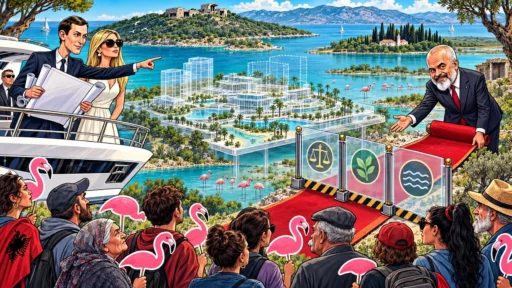 Des flamants roses et des manifestants font face à un complexe de luxe sur la côte albanaise